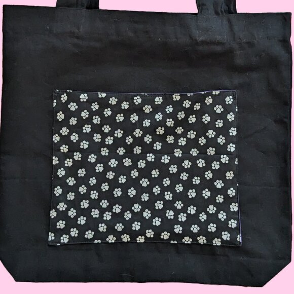Black Canvas Tote Bag - Small Paws Print - Picture 5 of 5